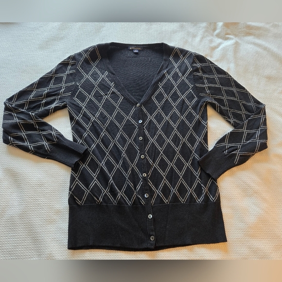 Brooks Brothers womens M silk blend button argyle cardigan - Picture 1 of 7